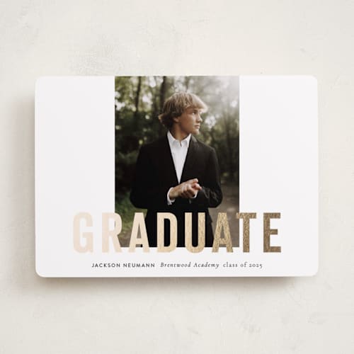 This is a cloud graduation announcements with foil pressed by Sara Hicks Malone called jax printing on recycled smooth signature in standard