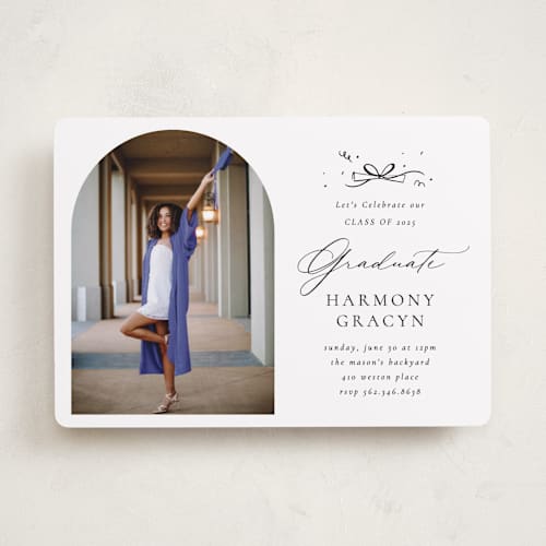 This is a quartz graduation invitations with standard by Becky Nimoy called arch photo printing on recycled smooth signature in standard