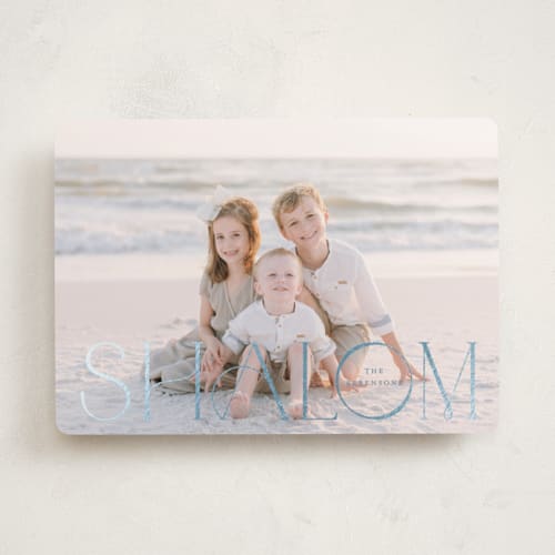 This is a wintermint hanukkah cards with foil pressed by Benita Crandall called family traditions printing on recycled smooth signature in standard