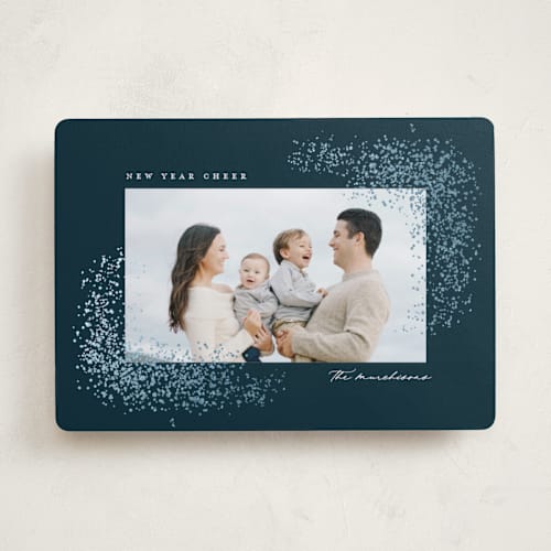 This is a midnight foil pressed holiday cards with foil pressed by Jessica Williams called glitter printing on recycled smooth signature in standard