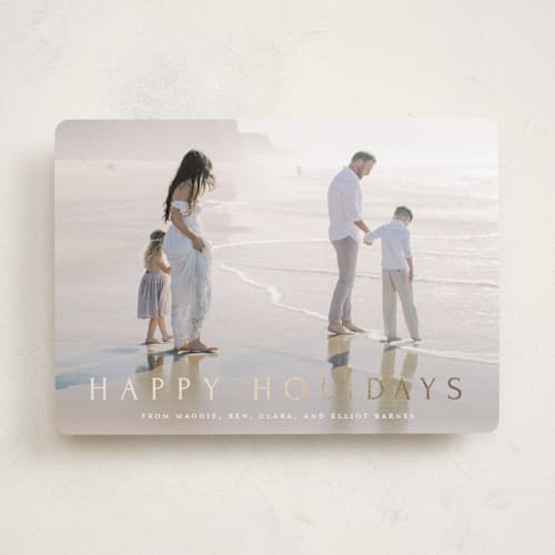 This is a snow foil pressed holiday cards with foil pressed by Amy Kross called vast printing on recycled smooth signature in standard