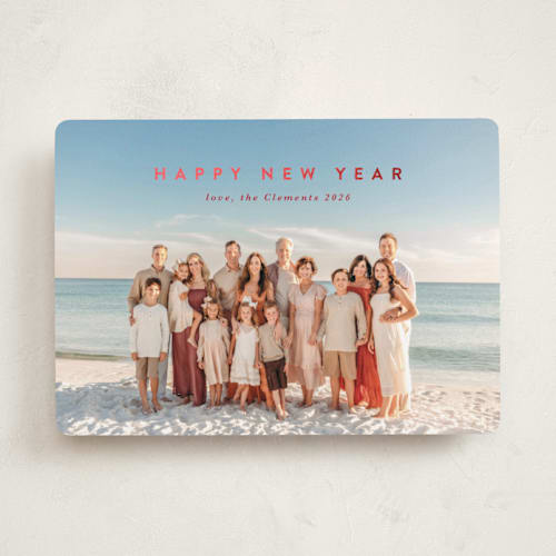 This is a berry foil pressed holiday cards with foil pressed by Lucrecia Caporale called minimal style printing on recycled smooth signature in standard