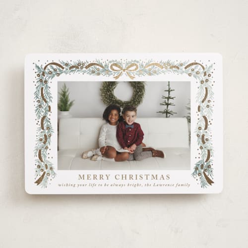 This is a snowflake foil pressed holiday cards with foil pressed by Petra Kern called timeless printing on recycled smooth signature in standard