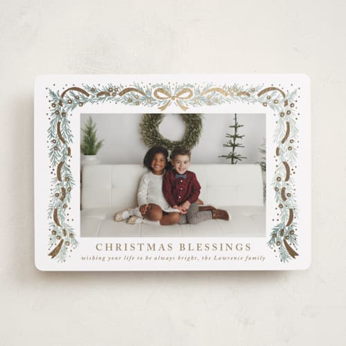 This is a snowflake foil pressed holiday cards with foil pressed by Petra Kern called timeless printing on recycled smooth signature in standard