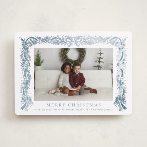 This is a aquamarine foil pressed holiday cards with foil pressed by Petra Kern called timeless printing on recycled smooth signature in standard