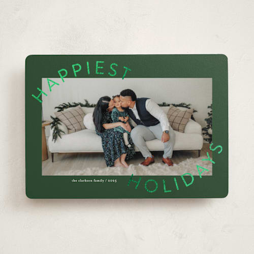 This is a evergreen foil pressed holiday cards with foil pressed by Jessica Williams called round and round printing on recycled smooth signature in standard