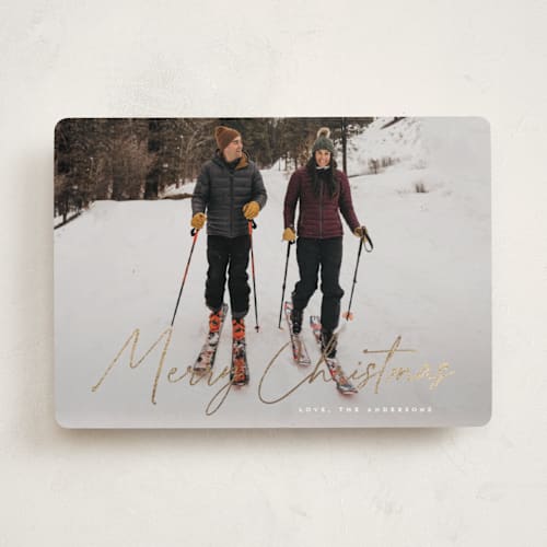 This is a sugar foil pressed holiday cards with foil pressed by MC Designs called adorn printing on recycled smooth signature in standard
