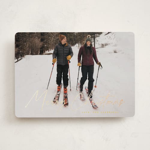 This is a butter foil pressed holiday cards with foil pressed by MC Designs called adorn printing on recycled smooth signature in standard