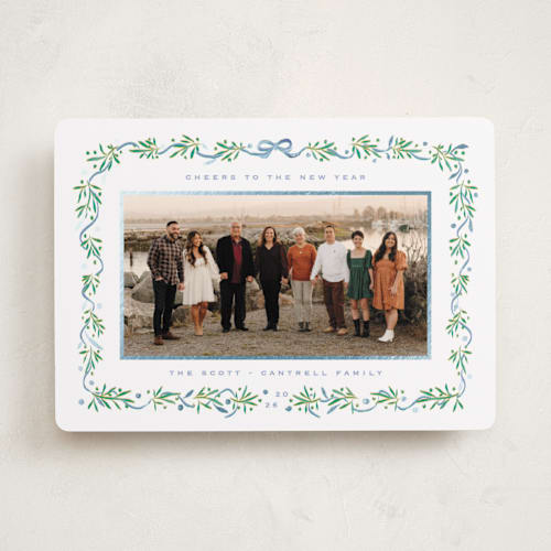 This is a frost foil pressed holiday cards with foil pressed by Gwen Bedat called le ruban printing on recycled smooth signature in standard