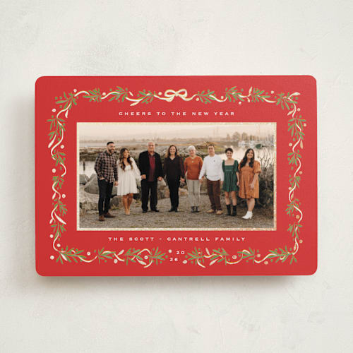 This is a stocking foil pressed holiday cards with foil pressed by Gwen Bedat called le ruban printing on recycled smooth signature in standard