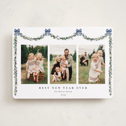 This is a wintermint new year photo cards with standard by Susan Moyal called joyful holly printing on recycled smooth signature in standard