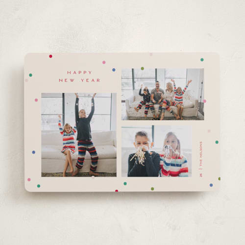 This is a whipped cream new year photo cards with standard by Pixel and Hank called so festive printing on recycled smooth signature in standard