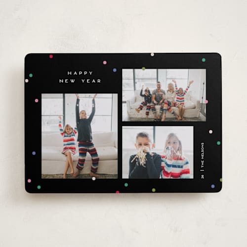 This is a coal new year photo cards with standard by Pixel and Hank called so festive printing on recycled smooth signature in standard