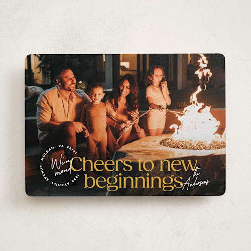 This is a sunshine new year photo cards with standard by Owl and Toad called new address printing on recycled smooth signature in standard