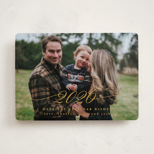 This is a golden new year photo cards with standard by Leah Ragain called beautiful year printing on recycled smooth signature in standard