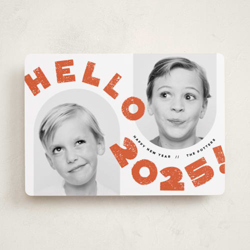 This is a holly berry new year photo cards with standard by silverscreen studio called big wave printing on recycled smooth signature in standard
