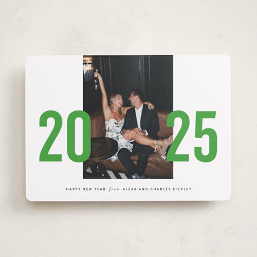 This is a grass new year photo cards with standard by Sara Hicks Malone called big time printing on recycled smooth signature in standard