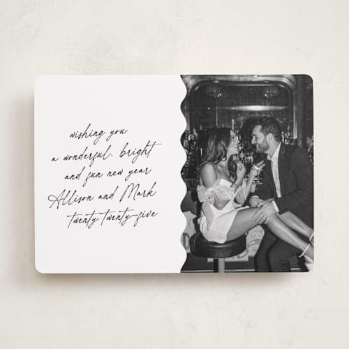 This is a tuxedo new year photo cards with standard by Tamara Hilje called postal printing on recycled smooth signature in standard