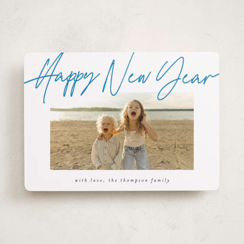This is a sky new year photo cards with standard by AK Graphics called cheerfilled printing on recycled smooth signature in standard