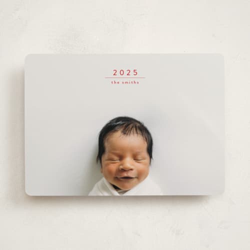 This is a holly berry new year photo cards with standard by Mango Ink called just new printing on recycled smooth signature in standard