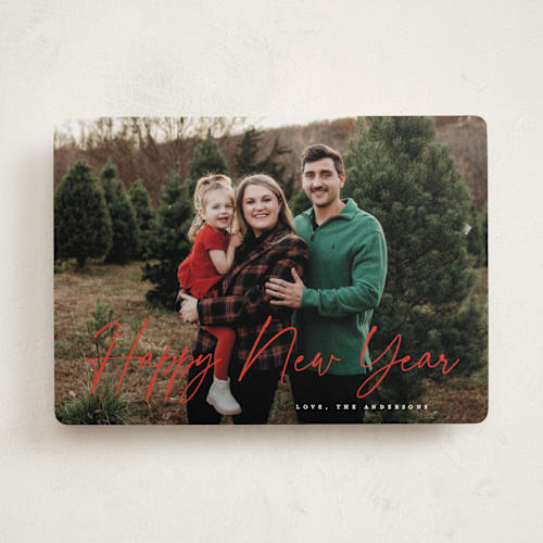 This is a berry new year photo cards with standard by MC Designs called adorn printing on recycled smooth signature in standard