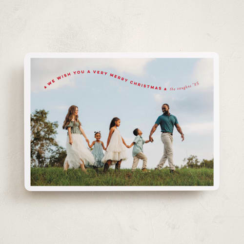 This is a poinsettia holiday photo cards with standard by Erica Krystek called simple twist printing on recycled smooth signature in standard