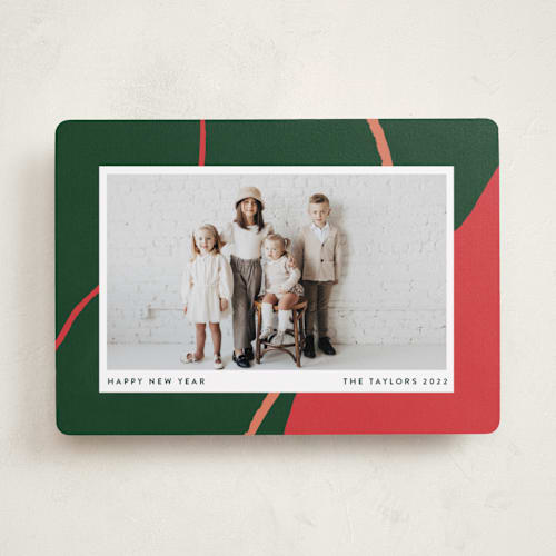 This is a evergreen holiday photo cards with standard by Robin Ott called chasm printing on recycled smooth signature in standard
