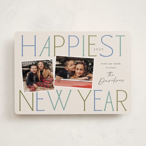 This is a frosting holiday photo cards with standard by Laura Hankins called grand greetings printing on recycled smooth signature in standard