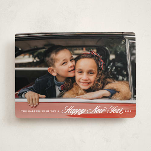 This is a winter holiday photo cards with standard by Creo Study called simply vintage printing on recycled smooth signature in standard
