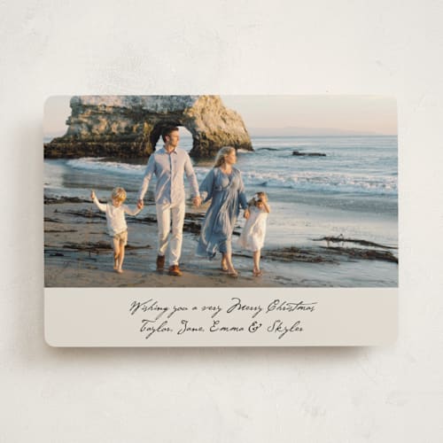 This is a ivory holiday photo cards with standard by Cass Loh called written wish printing on recycled smooth signature in standard