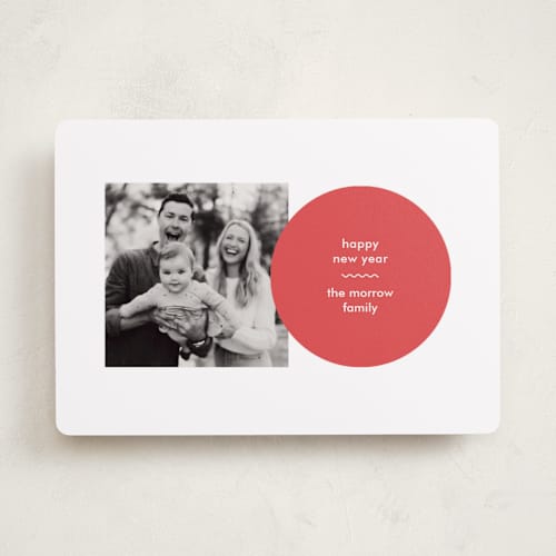 This is a berry holiday photo cards with standard by Annie Clark called rudolph printing on recycled smooth signature in standard