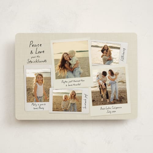 This is a linen holiday photo cards with standard by Kamala Nahas called insta joy printing on recycled smooth signature in standard