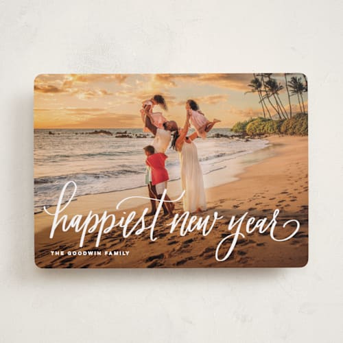 This is a snow holiday photo cards with standard by Elsa Duncan called a very mele kalikimaka printing on recycled smooth signature in standard