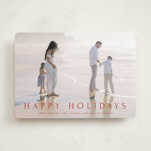 This is a poinsettia holiday photo cards with standard by Amy Kross called vast printing on recycled smooth signature in standard