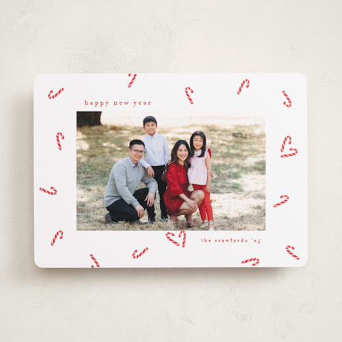 This is a snow holiday photo cards with standard by Lauren Chism called cutie candy canes printing on recycled smooth signature in standard