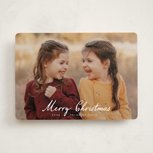 This is a snow holiday photo cards with standard by Ashley Iwafuchi called winter greetings printing on recycled smooth signature in standard