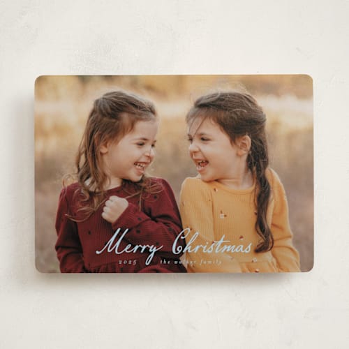 This is a frost holiday photo cards with standard by Ashley Iwafuchi called winter greetings printing on recycled smooth signature in standard
