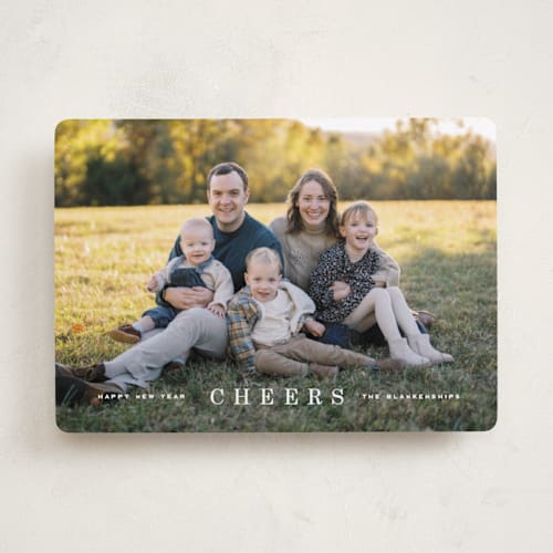 This is a cotton holiday photo cards with standard by Amy Kross called strand printing on recycled smooth signature in standard