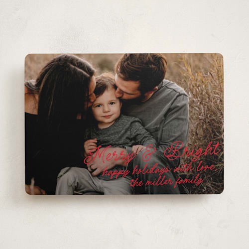 This is a holly berry holiday photo cards with standard by AK Graphics called notes printing on recycled smooth signature in standard