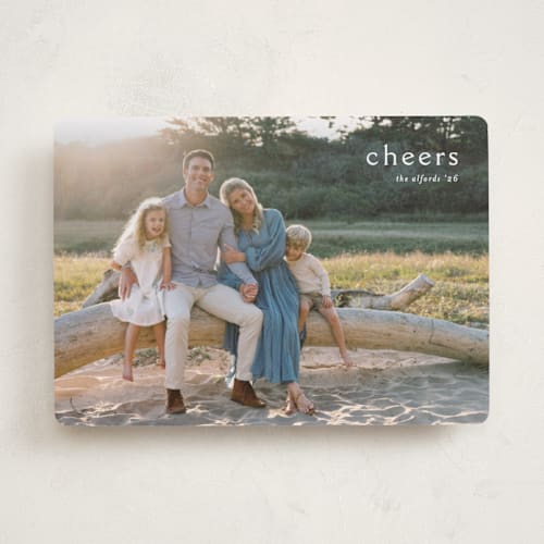 This is a snow holiday photo cards with standard by Amy Kross called emblem printing on recycled smooth signature in standard