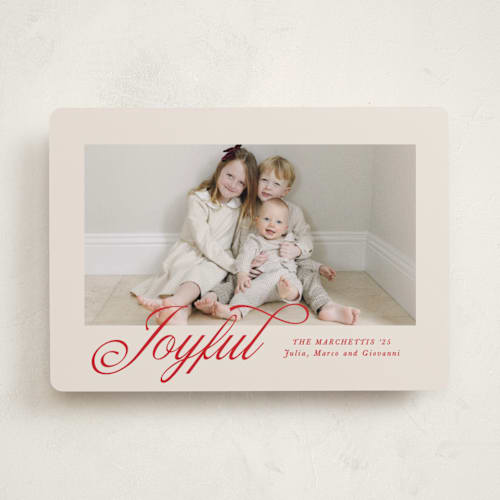 This is a berry holiday photo cards with standard by Pati Cascino called mina printing on recycled smooth signature in standard