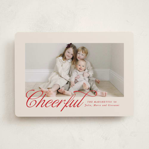 This is a berry holiday photo cards with standard by Pati Cascino called mina printing on recycled smooth signature in standard