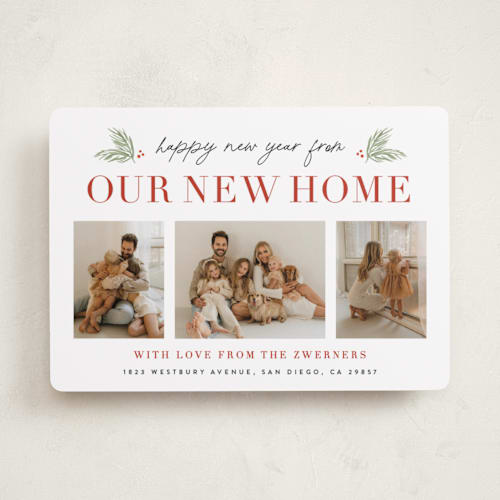 This is a berry holiday photo cards with standard by Sara Hicks Malone called holiday home printing on recycled smooth signature in standard