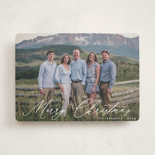 This is a winter holiday photo cards with standard by Morgan Kendall called modern traditionalist printing on recycled smooth signature in standard