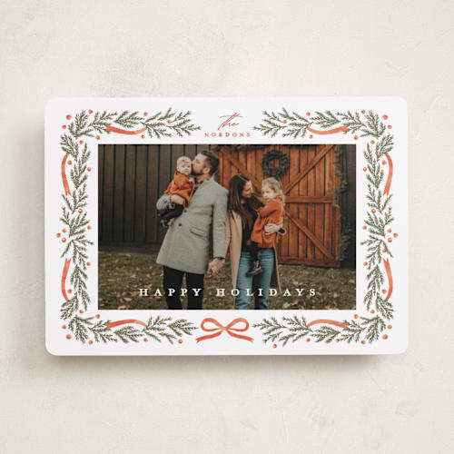 This is a cinnamon holiday photo cards with standard by Kristie Kern called homestead printing on recycled smooth signature in standard