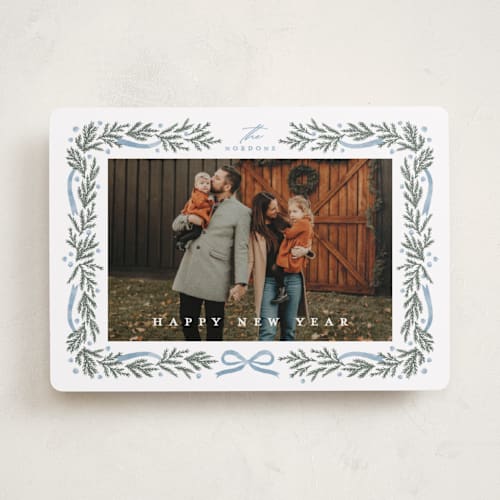 This is a frost holiday photo cards with standard by Kristie Kern called homestead printing on recycled smooth signature in standard