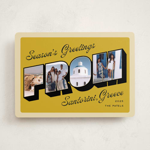 This is a honey holiday photo cards with standard by Claudia Orengo called vintage postcard printing on recycled smooth signature in standard