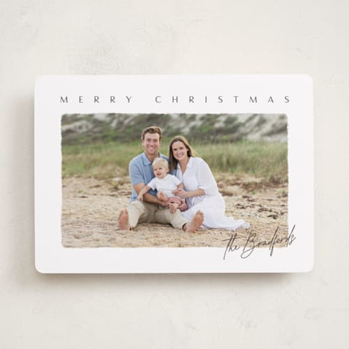 This is a pinecone holiday photo cards with standard by Ekko Studio called merry & minimal printing on recycled smooth signature in standard