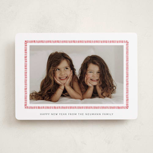 This is a candy cane holiday photo cards with standard by Sara Hicks Malone called biscuit printing on recycled smooth signature in standard