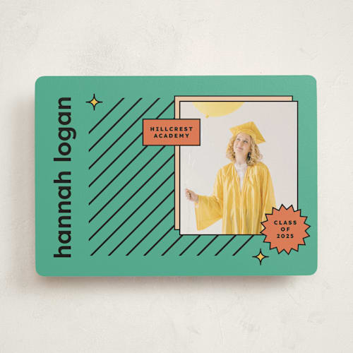 This is a mint graduation announcements with standard by Chryssi Tsoupanarias called fun grad printing on recycled smooth signature in standard